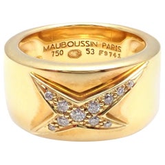 Mauboussin Diamond Celestial Star Etoile Yellow Gold Band Ring
