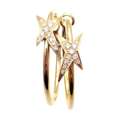Mauboussin Diamond Celestial Star Etoile Yellow Gold Hoop Earrings
