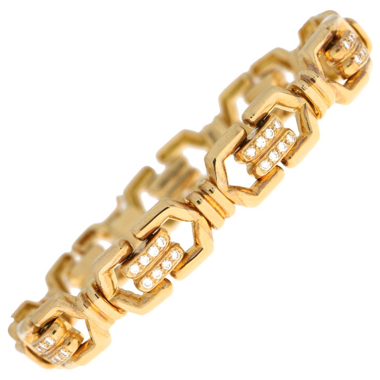 Mauboussin Diamond Chain Link Bracelet Set in 18 Karat Yellow Gold For ...
