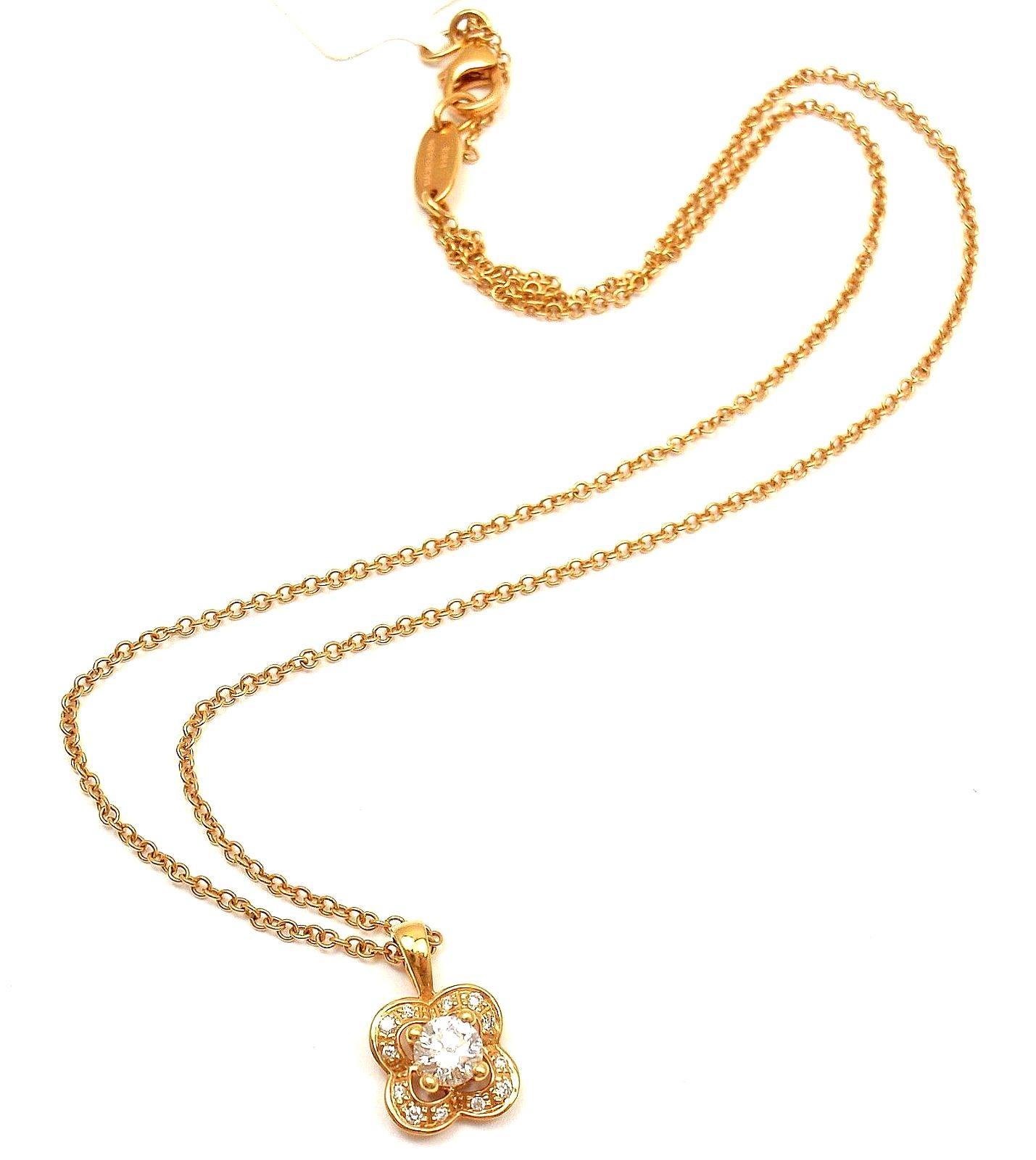Mauboussin Collier pendentif fleur en or rose et diamants en vente 1
