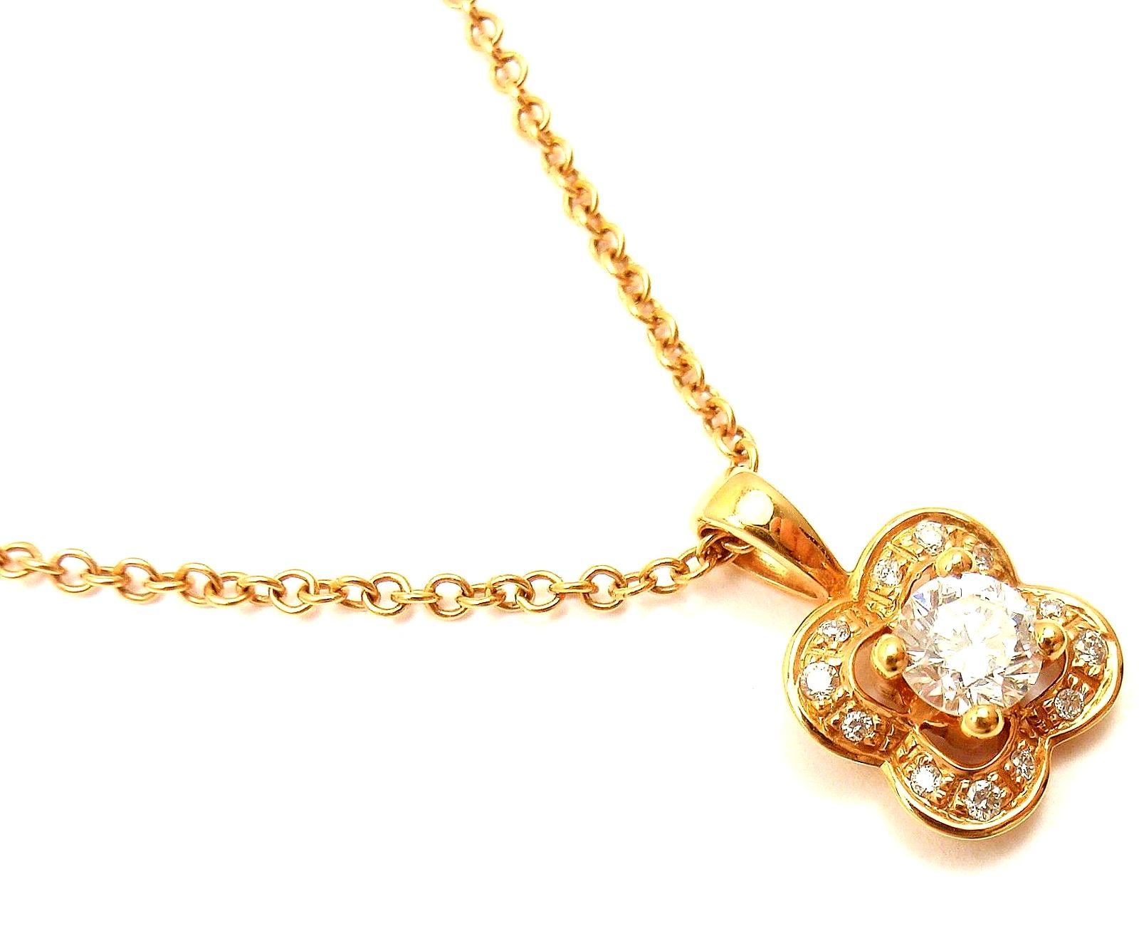 Mauboussin Diamond Flower Rose Gold Pendant Necklace For Sale 1