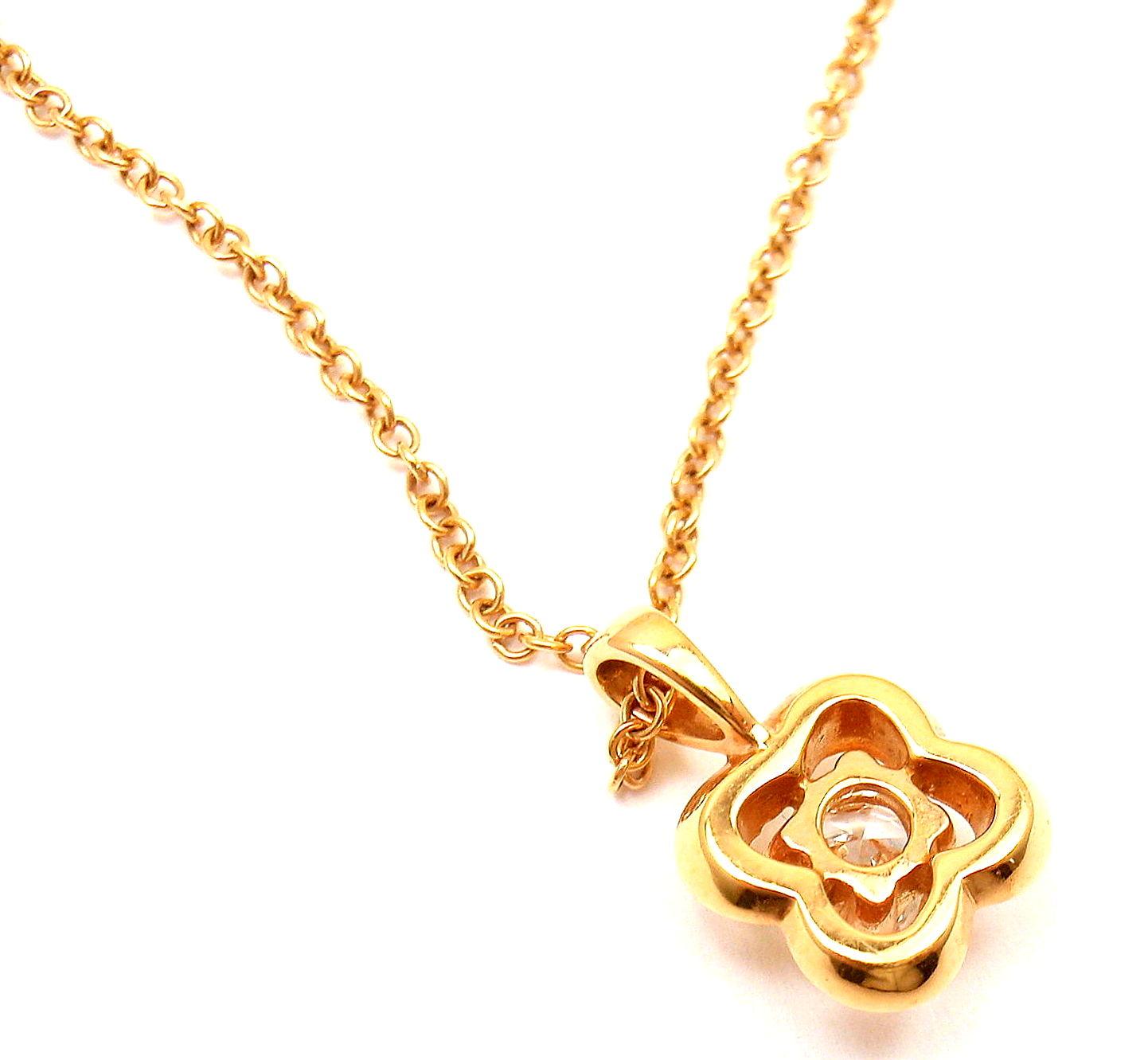 Mauboussin Diamond Flower Rose Gold Pendant Necklace For Sale 2