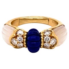 Mauboussin Diamond Lapis Mother of Pearl French Estate Ring 18 Karat Yellow Gold