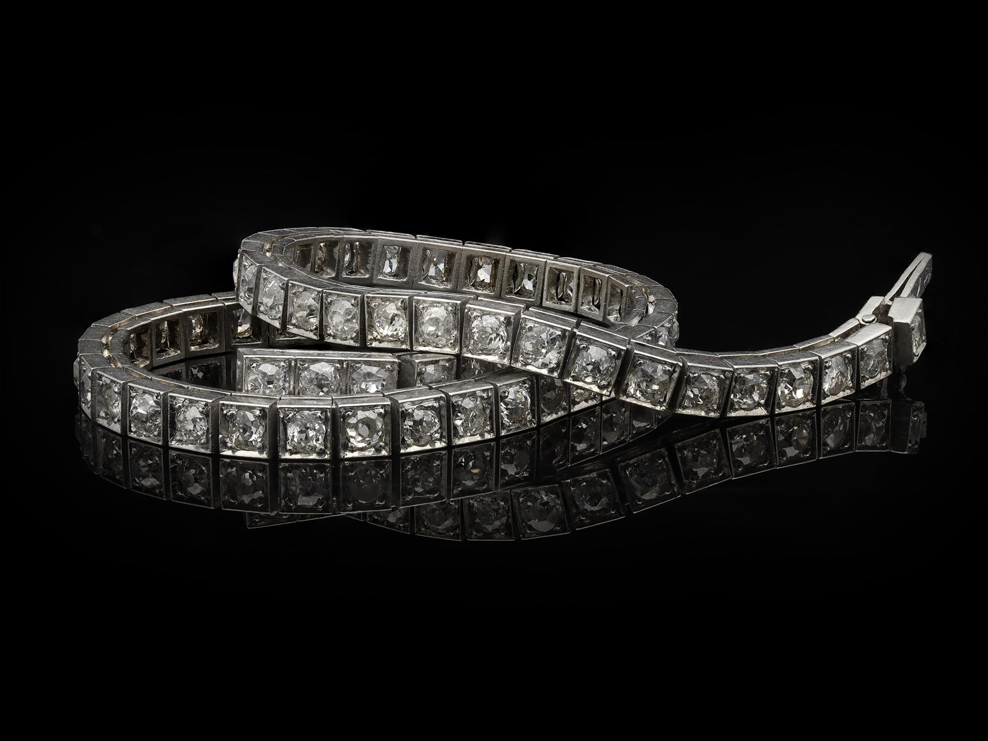 Women's or Men's Mauboussin Diamond Line Bracelet, French, 1915 For Sale