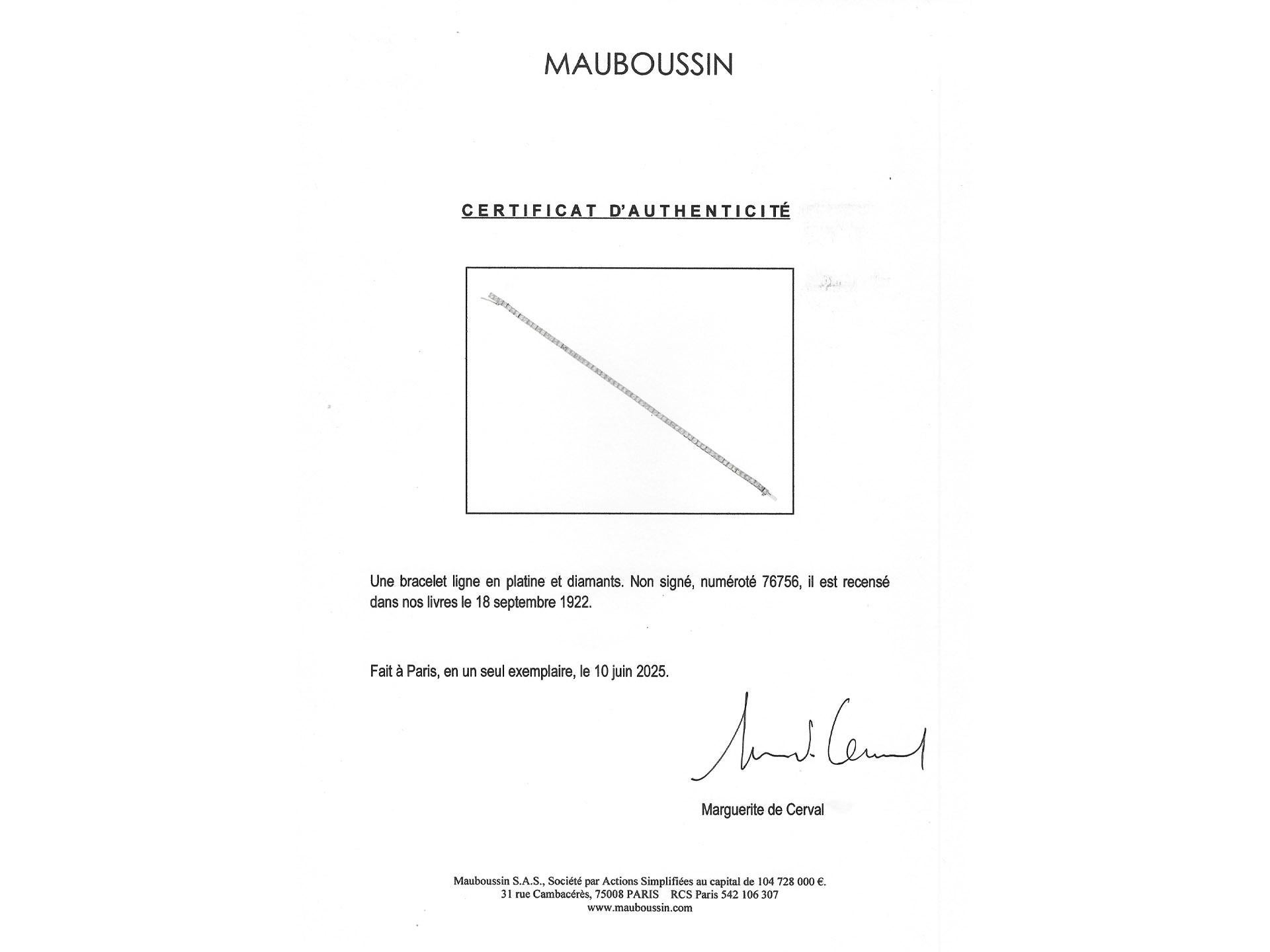 Mauboussin Diamond Line Bracelet, French, 1922 For Sale 1