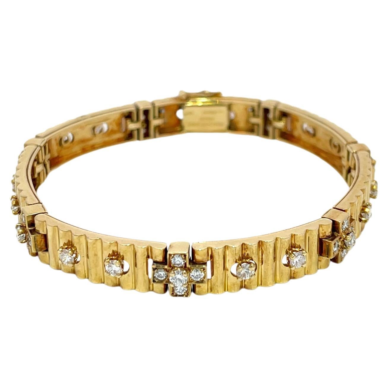 Mauboussin Bracelet à maillons en or jaune 18 carats et diamants en vente