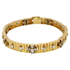 Vintage Mauboussin Diamond Link Bracelet 18K Yellow Gold