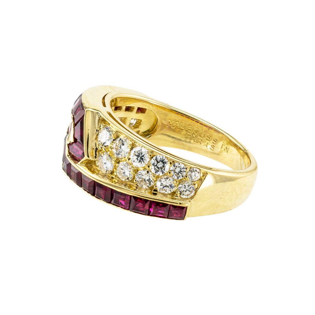 Mauboussin Diamond Ruby Yellow Gold Ring In Good Condition In Los Angeles, CA