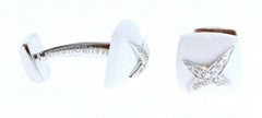 Mauboussin Diamond White Onyx 18K White Gold Etoile Divine Cufflinks 11.5g