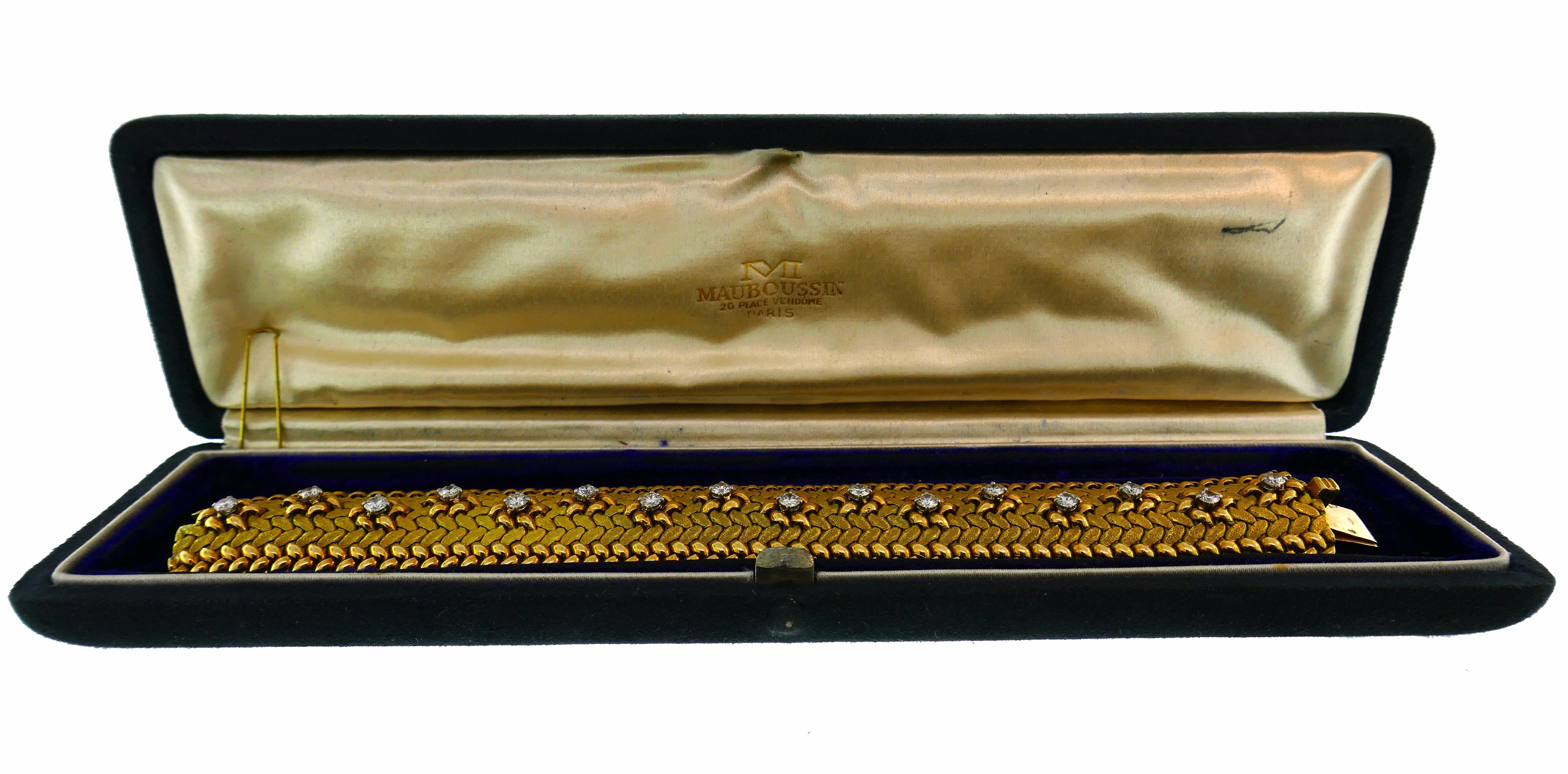 Vintage Mauboussin L'Enfant Diamond 18k Gold Bracelet For Sale 4