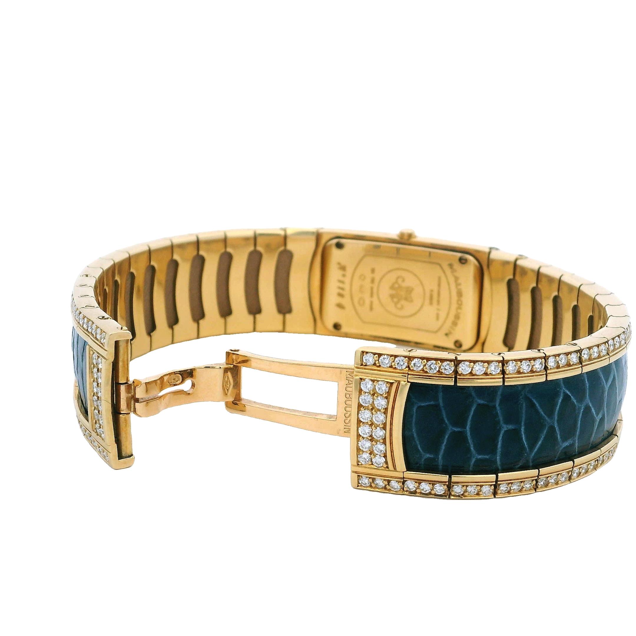 Mauboussin First Lady Maxi Watch 18K Gold Diamant Krokodil, 1985 im Angebot 5