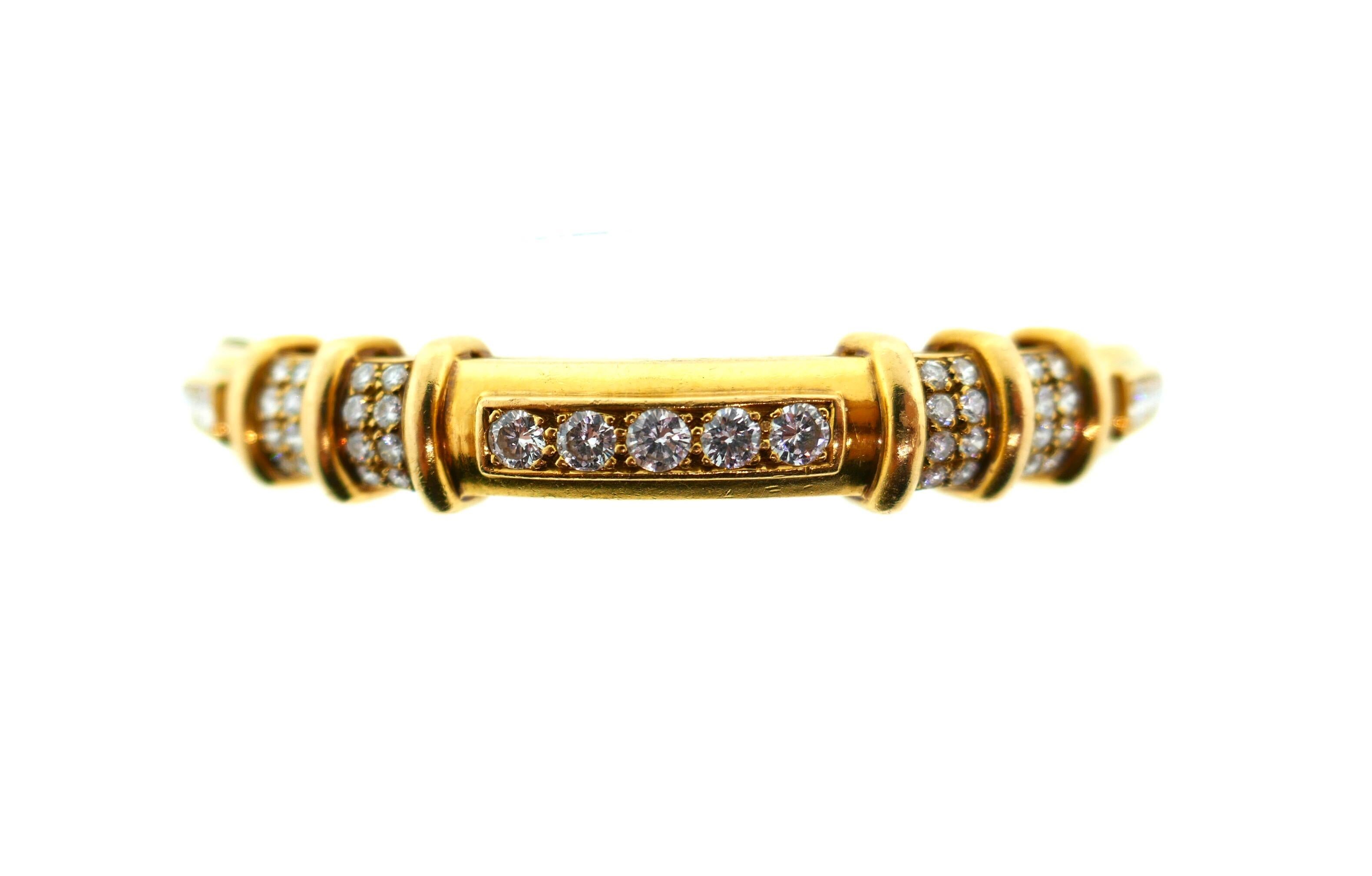 Mauboussin French 18 Karat Yellow Gold Diamond Bangle 6