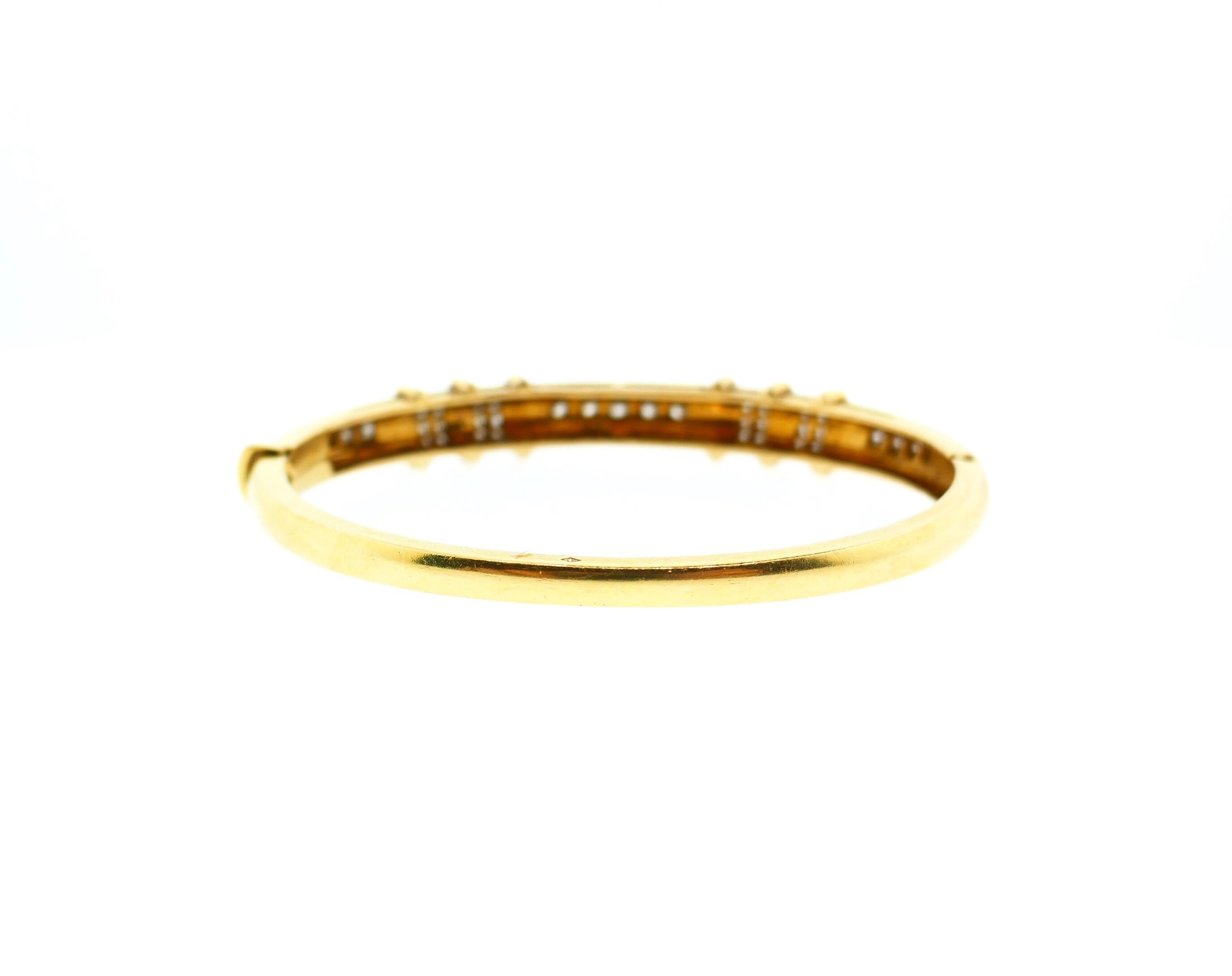 Mauboussin French 18 Karat Yellow Gold Diamond Bangle In Excellent Condition In Beverly Hills, CA