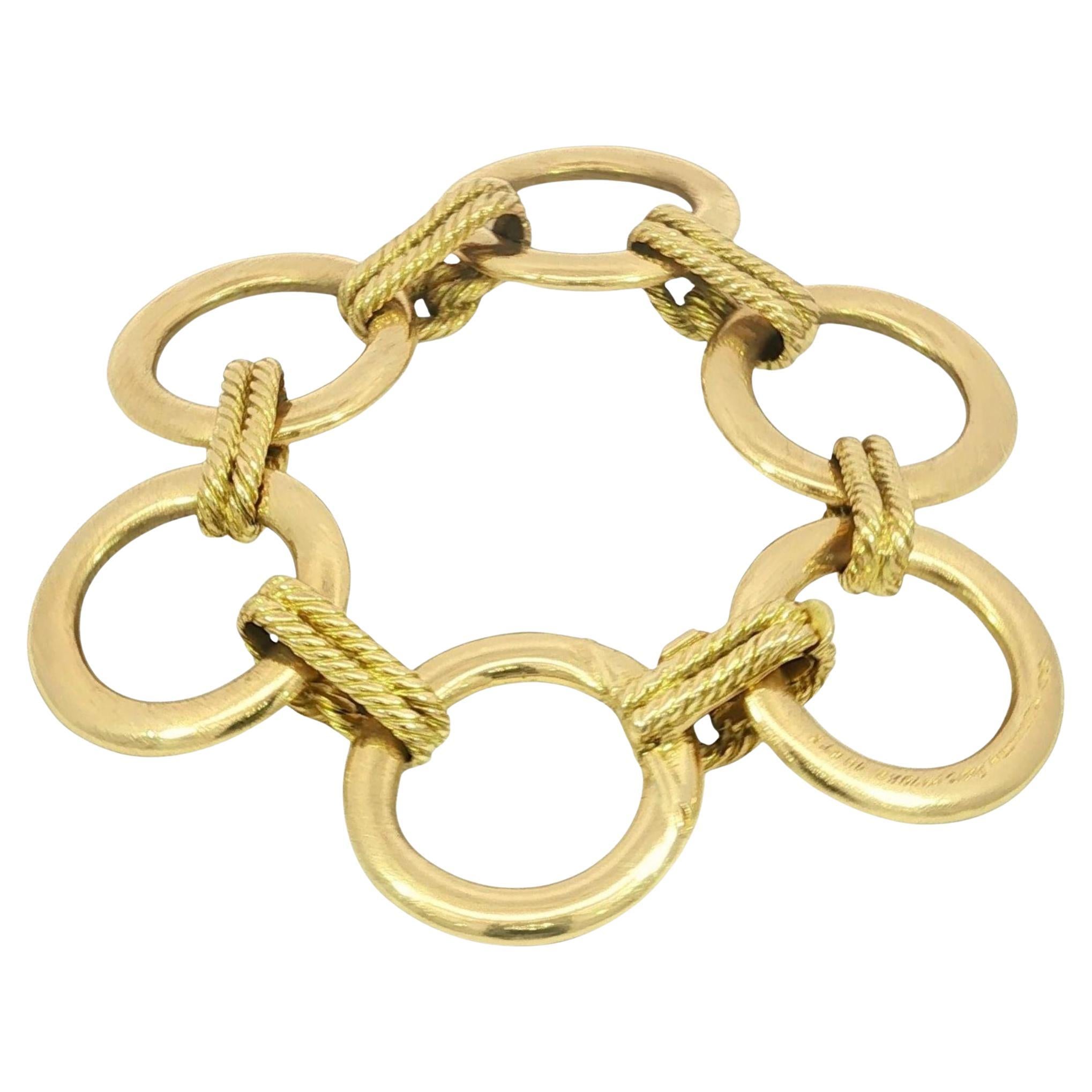 Mauboussin French 18K Bracelet Circle Rope Knot Yellow Gold Vintage en vente