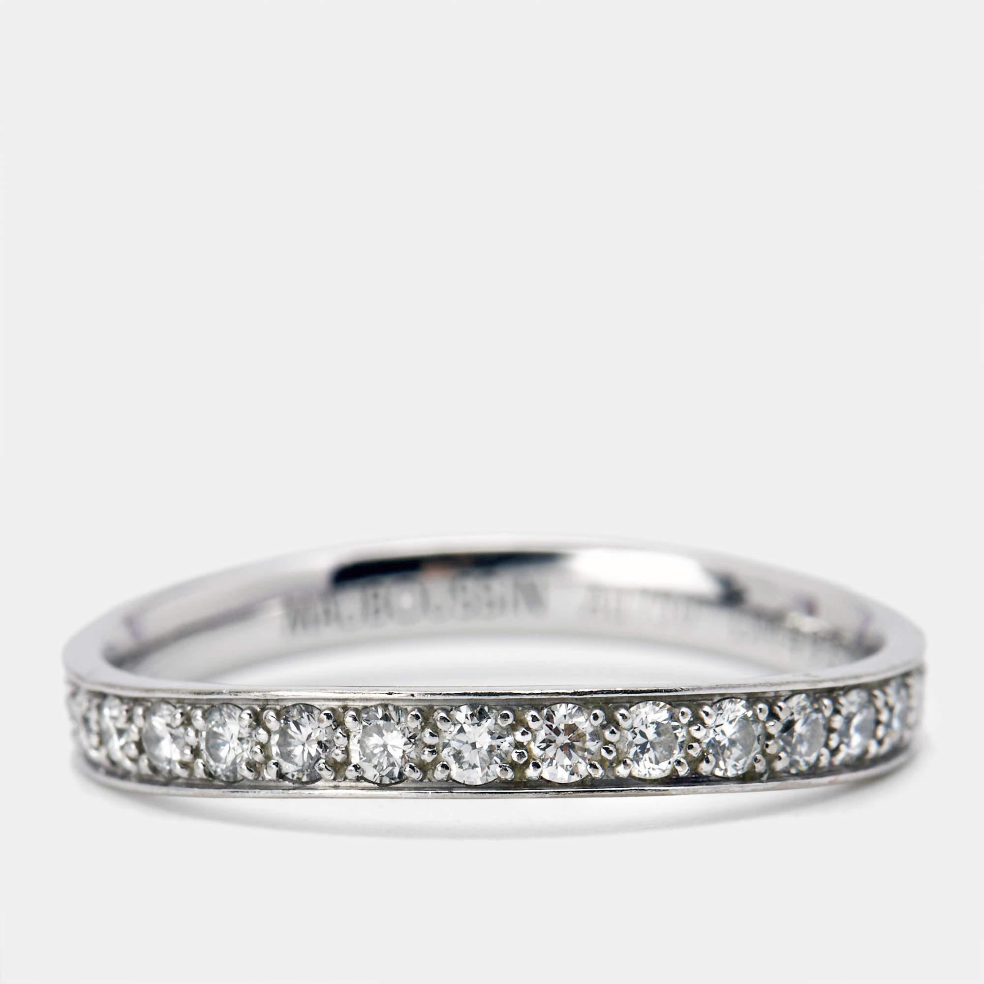 Mauboussin French Diamond 18k White Gold Parce Que Je l'Aime Eternity Band Ring  In Fair Condition In Dubai, Al Qouz 2