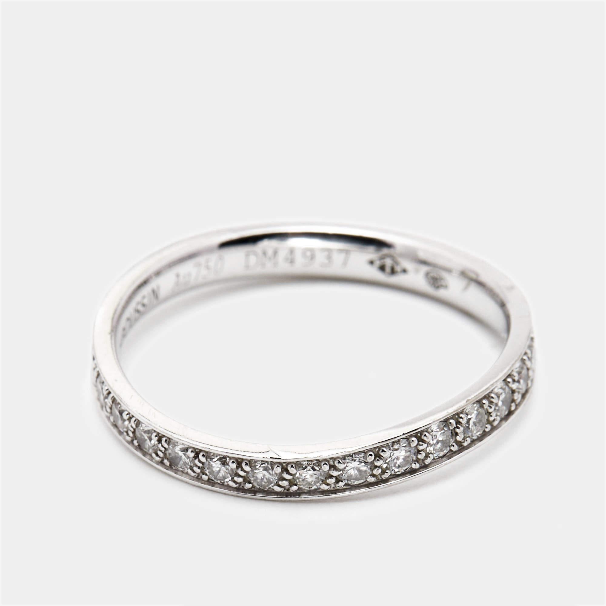 Women's Mauboussin French Diamond 18k White Gold Parce Que Je l'Aime Eternity Band Ring 