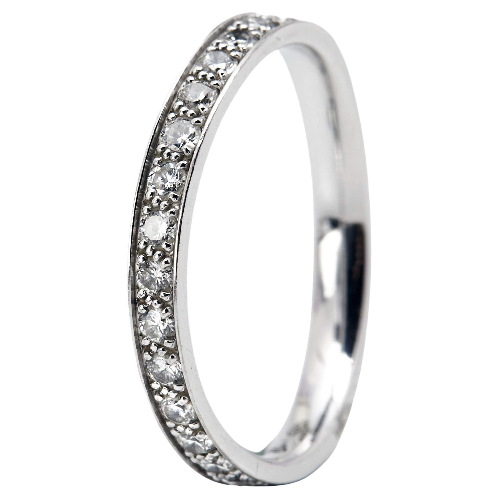 Mauboussin French Diamond 18k White Gold Parce Que Je l'Aime Eternity Band Ring 