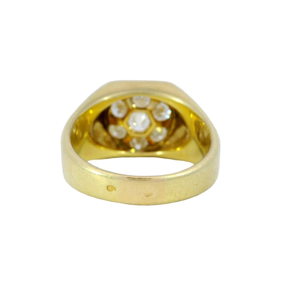 Women's Mauboussin French Diamond Cluster Signet Ring in 18 Karat Yellow Gold