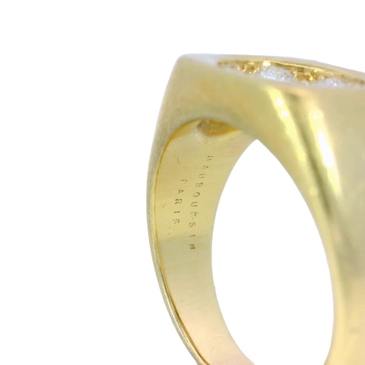 Mauboussin French Diamond Cluster Signet Ring in 18 Karat Yellow Gold 2