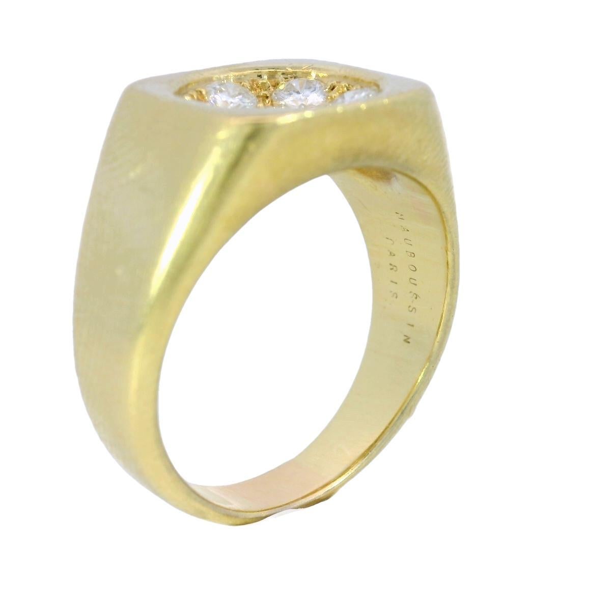 Mauboussin French Diamond Cluster Signet Ring in 18 Karat Yellow Gold 3