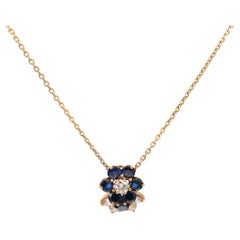 Mauboussin, collana francese con zaffiro e diamante in oro giallo 18 ct.