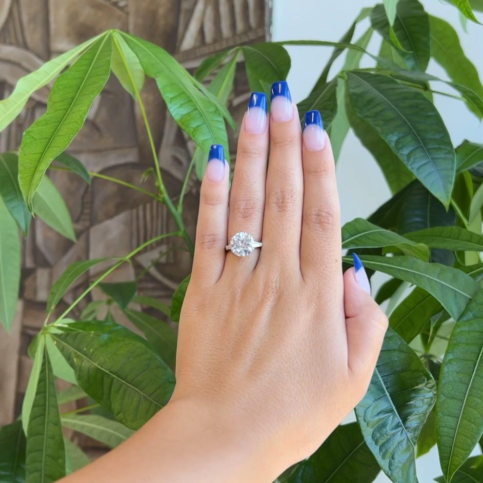 Mauboussin GIA 4.49 Carat Old European Cut Diamond Platinum Engagement Ring In Excellent Condition In Beverly Hills, CA