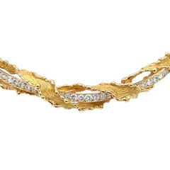 MAUBOUSSIN Gold Diamond Textured Ribbon Necklace