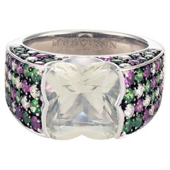 Bague Mauboussin avec aigue-marine, rubis, émeraudes et diamants