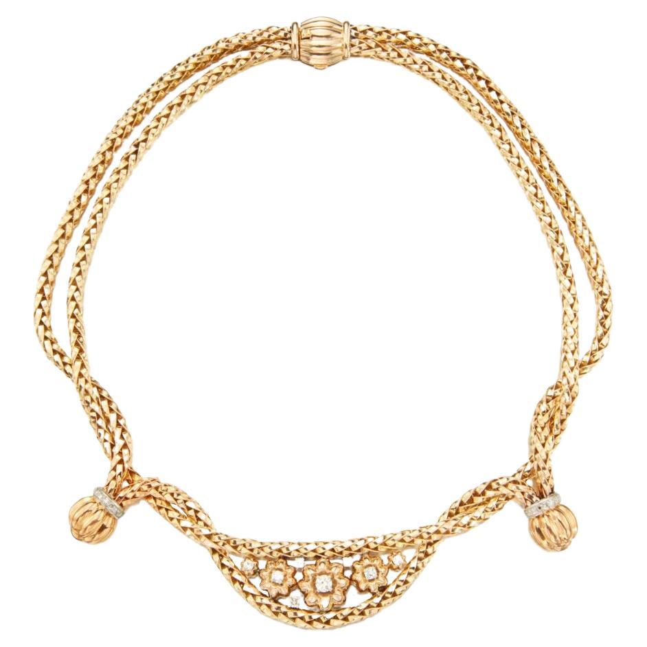 Mauboussin Gold Rope-Twist Necklace with Single-Cut Diamonds For Sale