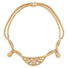 Mauboussin Gold Rope-Twist Necklace with Single-Cut Diamonds