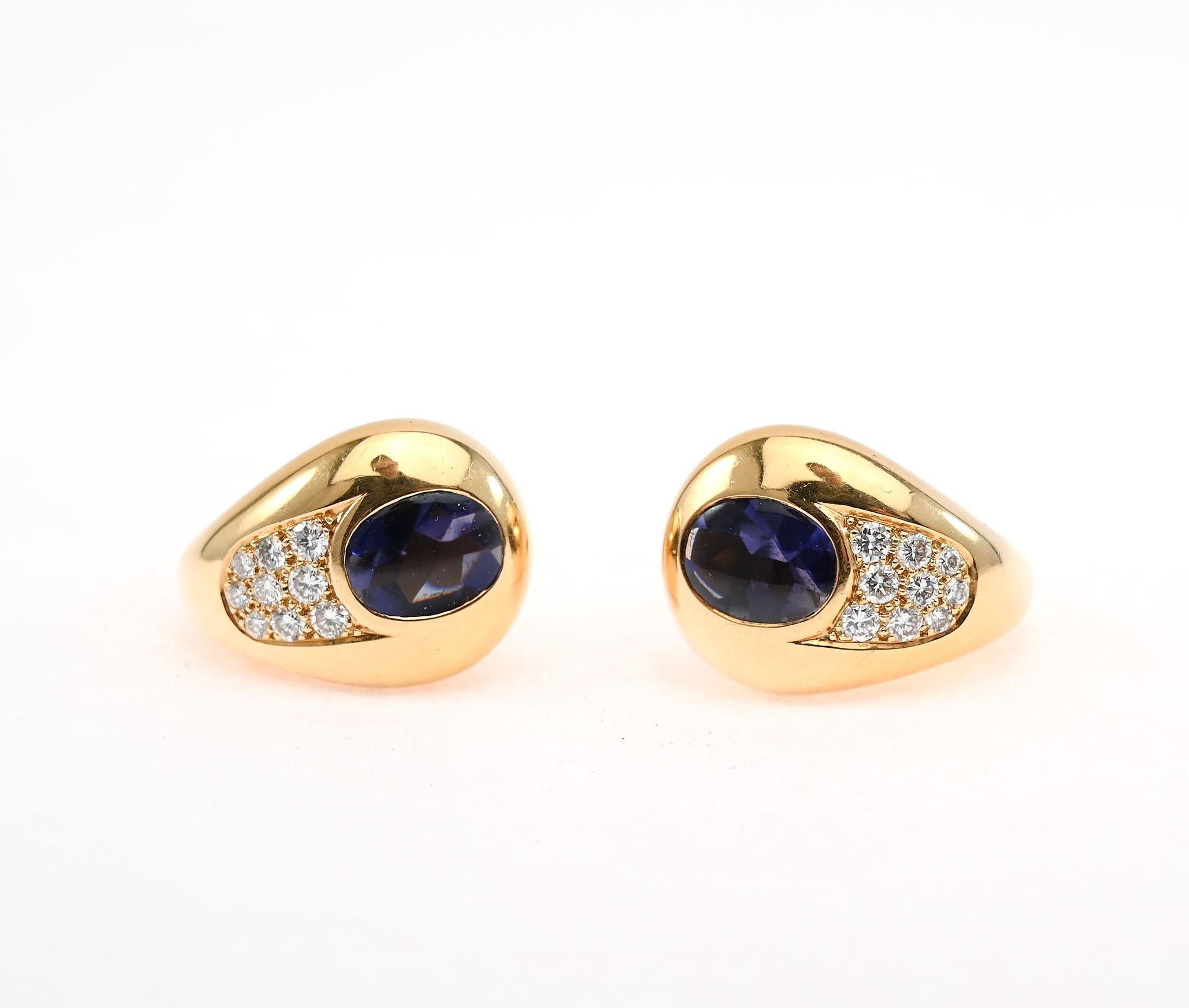 Modern Mauboussin Iolite and Diamond Gold Earrings For Sale