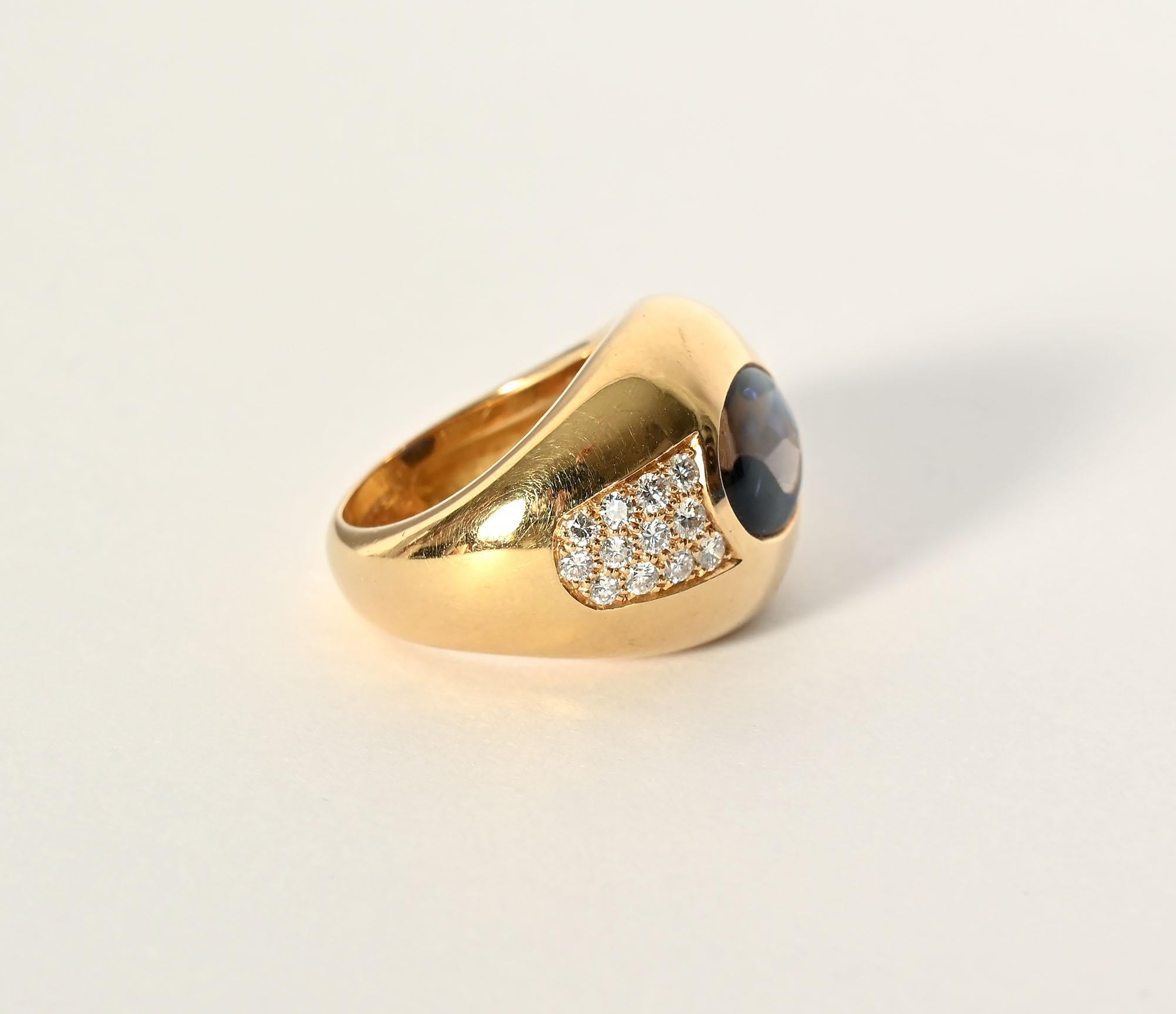 Modern Mauboussin Iolite and Diamond Gold Ring For Sale