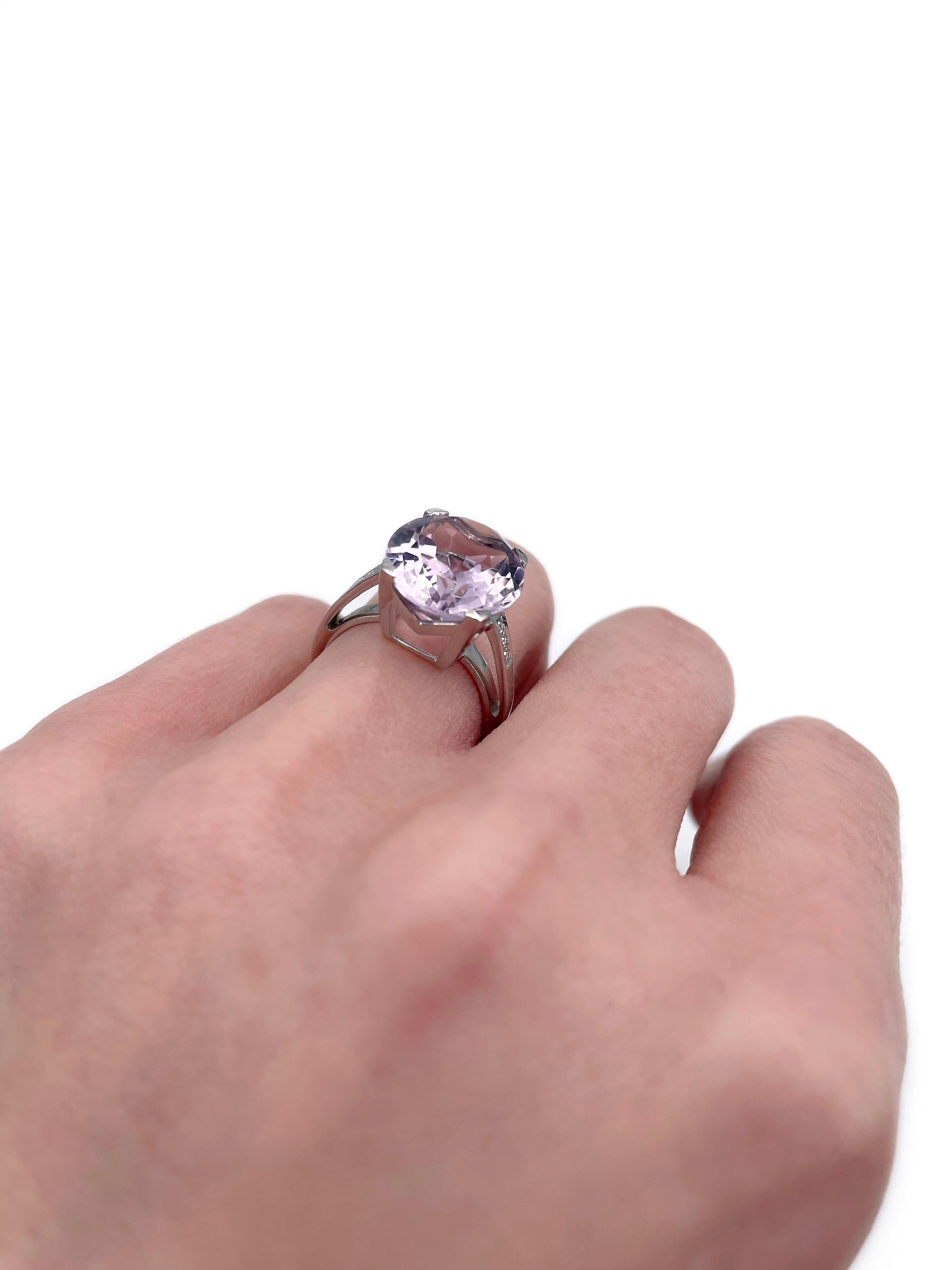 Modern Mauboussin Mon Bébé D’Amour 18 Karat Gold Amethyst Diamond Cocktail Ring For Sale