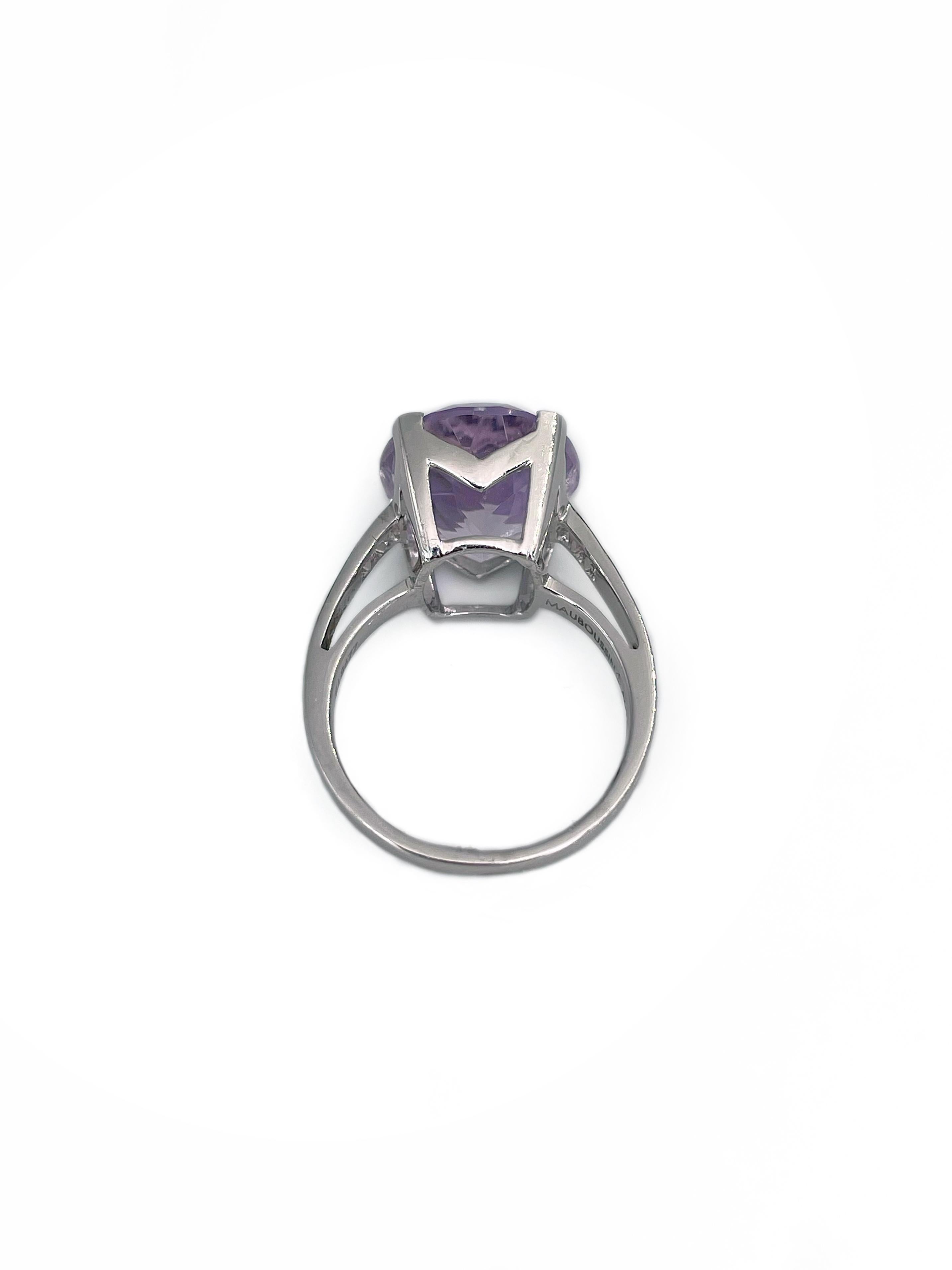 Mauboussin Mon Bébé D’Amour 18 Karat Gold Amethyst Diamond Cocktail Ring In Good Condition For Sale In Vilnius, Vilniaus apskr.