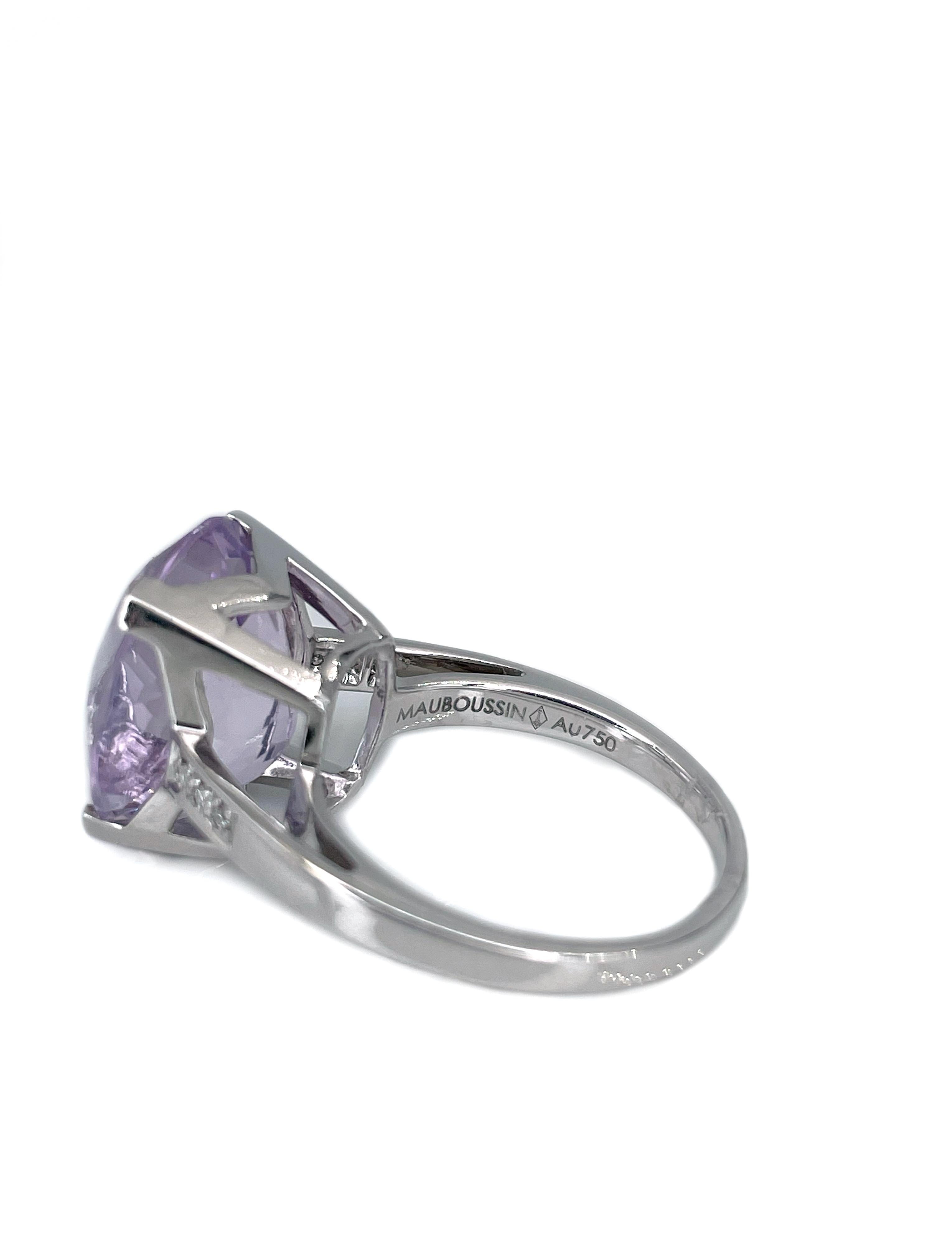 Women's Mauboussin Mon Bébé D’Amour 18 Karat Gold Amethyst Diamond Cocktail Ring For Sale