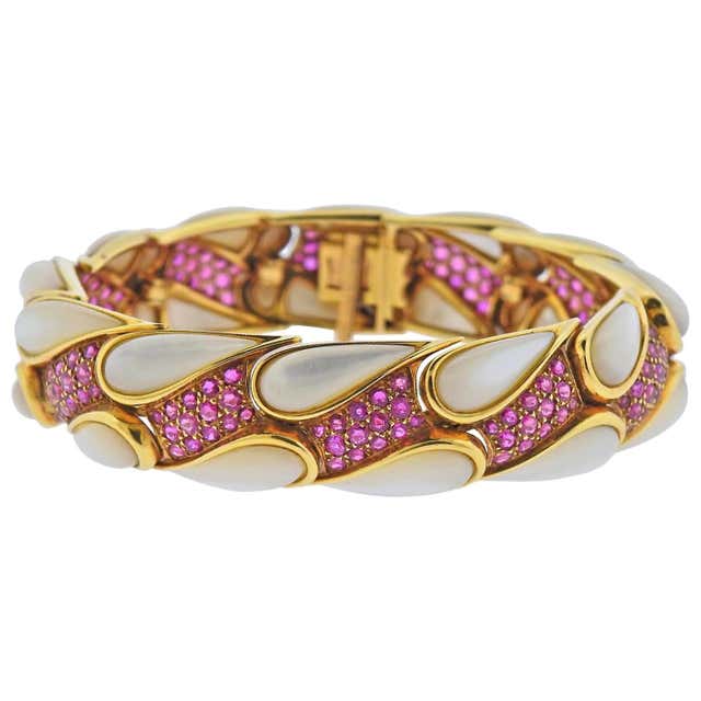 MAUBOUSSIN Ruby Sapphire Diamond Gold Bracelet at 1stDibs