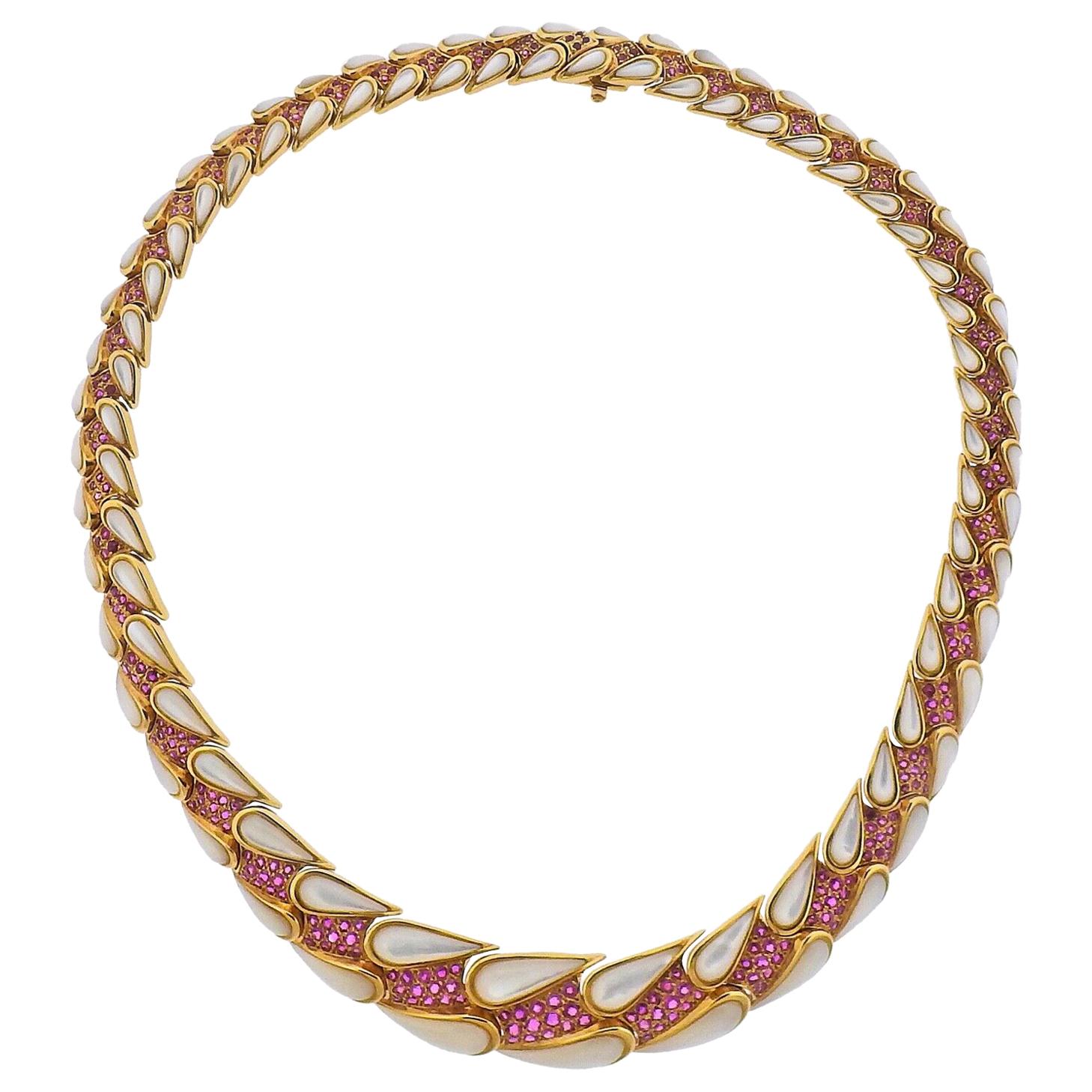 Mauboussin Moonstone Ruby Necklace For Sale