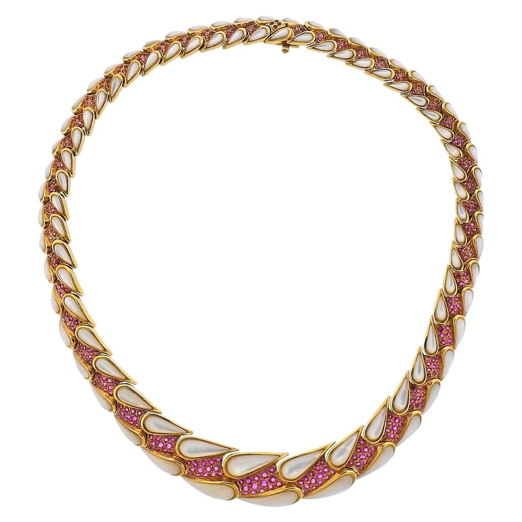 Mauboussin Gold Mother Of Pearl Ruby Necklace