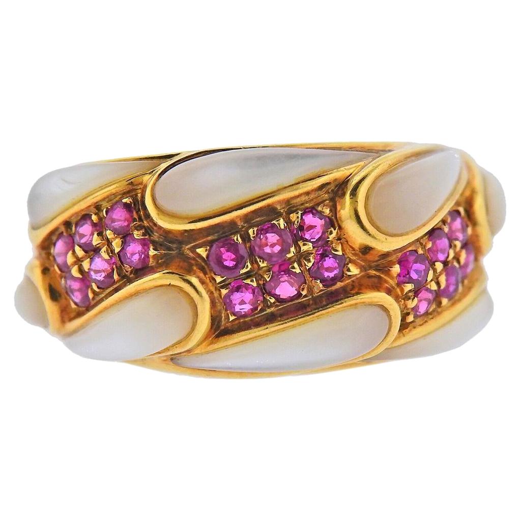 Mauboussin Gold Mother Of Pearl Ruby Ring For Sale