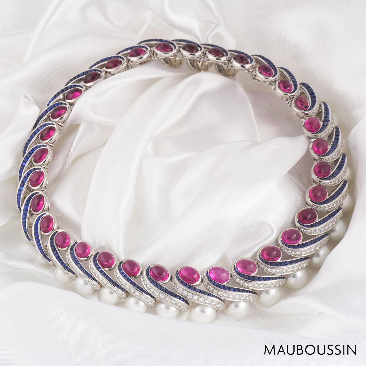Mauboussin Multi-Gemstone Diamond and Sapphire Choker Necklace 2