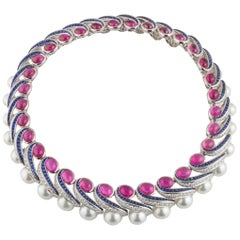Mauboussin Multi-Gemstone Diamond and Sapphire Choker Necklace