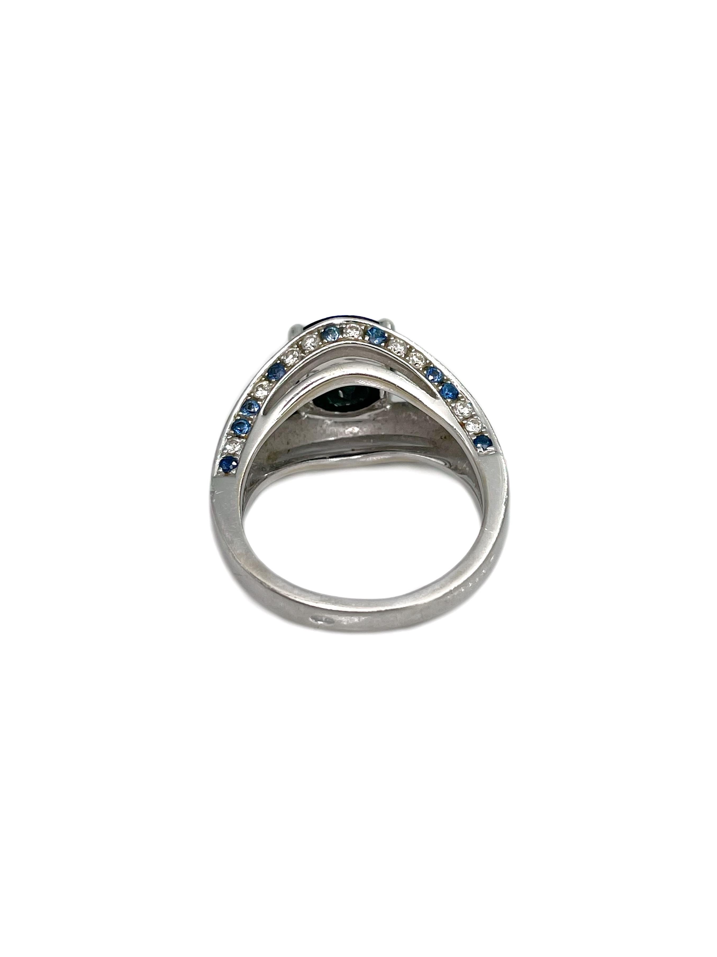 Anello cocktail con zaffiro e diamante in oro 18 carati Mauboussin Ni Naive Ni Soumise In condizioni buone in vendita a Vilnius, Vilniaus apskr.