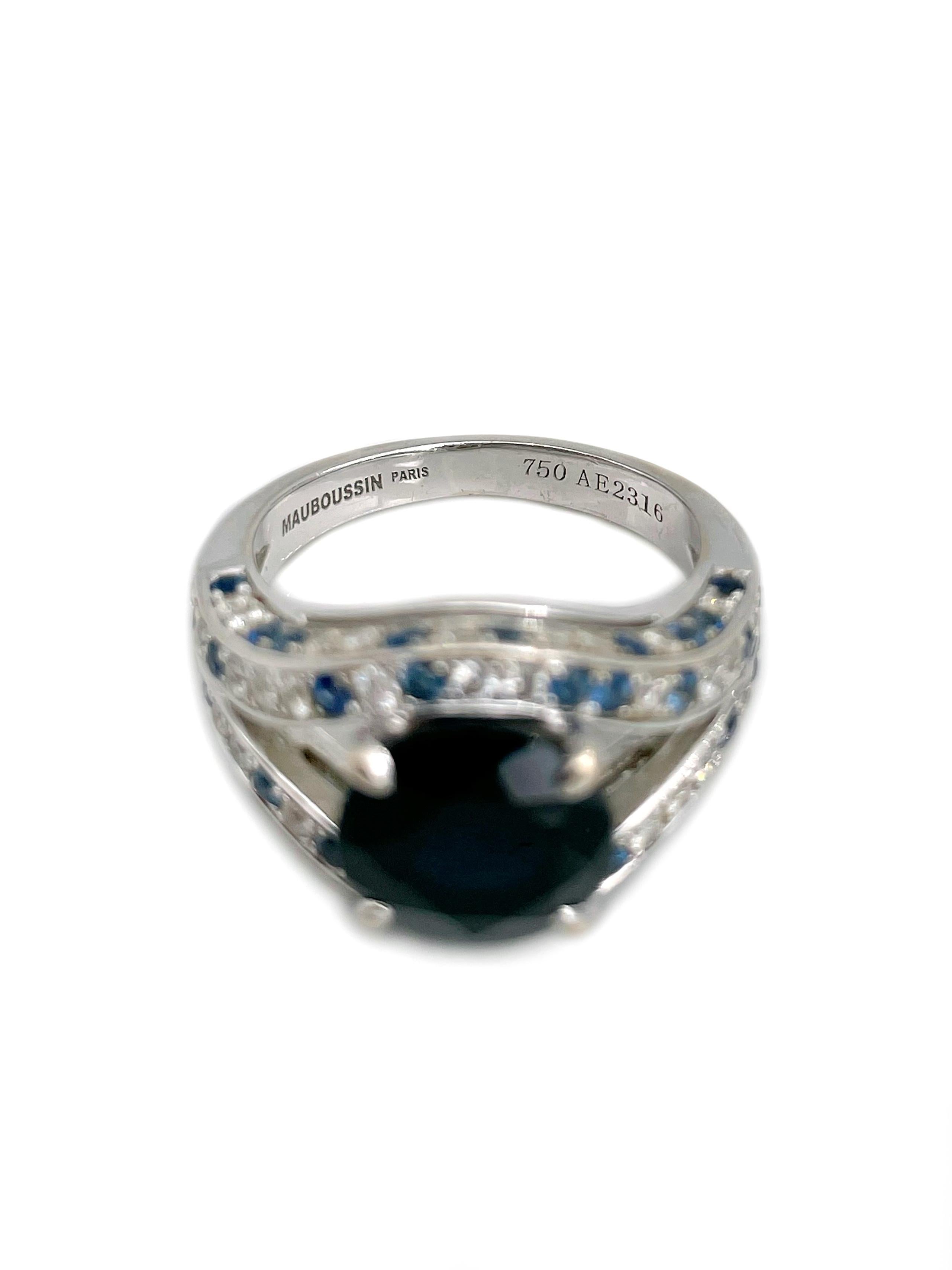 Donna Anello cocktail con zaffiro e diamante in oro 18 carati Mauboussin Ni Naive Ni Soumise in vendita