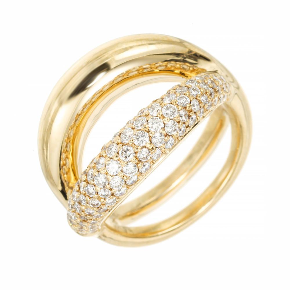 Mauboussin Paris 1,40 Karat runder Diamant Gelbgold Crossover-Ring (Rundschliff)