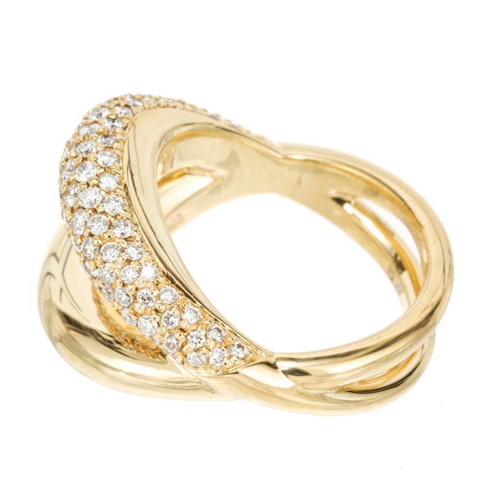 Mauboussin Paris 1,40 Karat runder Diamant Gelbgold Crossover-Ring Damen