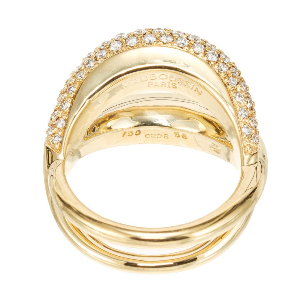 Mauboussin Paris 1,40 Karat runder Diamant Gelbgold Crossover-Ring 1