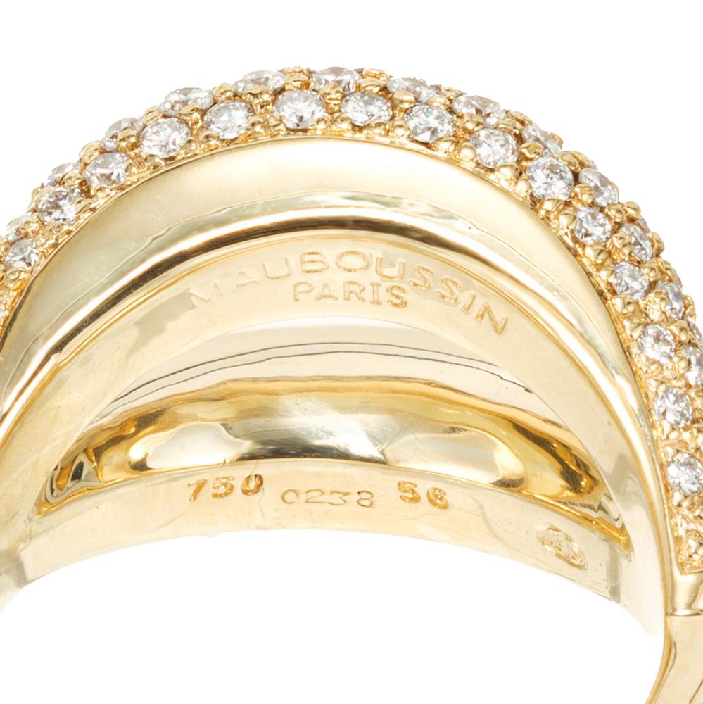 Mauboussin Paris 1,40 Karat runder Diamant Gelbgold Crossover-Ring 2