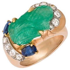 Mauboussin Paris 11.5crt  Emerald  & sapphire 18k GoldCocktail Ring 
