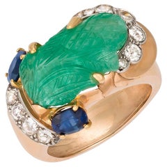 Mauboussin Paris 11,5crt Émeraude & saphir Bague cocktail en or 18k