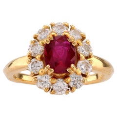 Mauboussin Paris 1,3 Karat Ovalschliff Rubin Diamant 18K Gelbgold Cluster-Ring